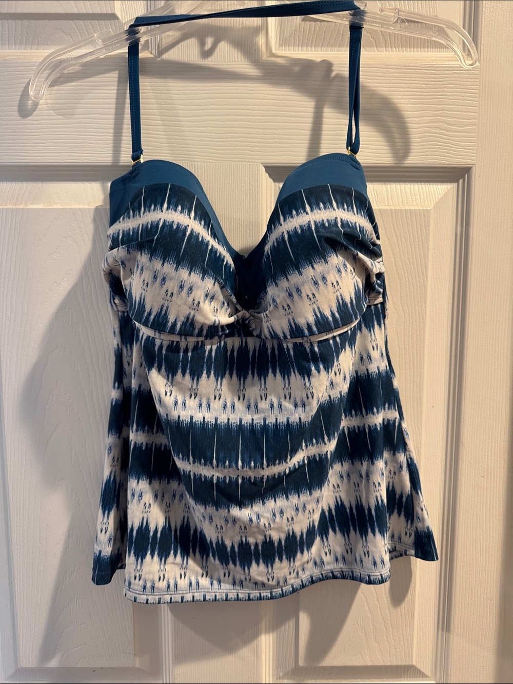 Blue Tie-Dye Tankini Top with Built-In Support